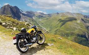 motorbike touring in Brittany from Roscoff, motorbike on a hill