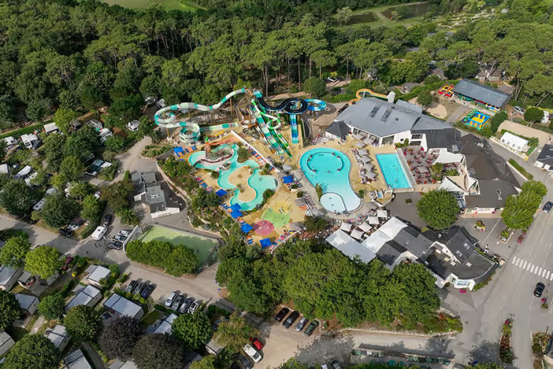 Aerial view of Le Mané Guernehué, a Eurocamp parc in Brittany