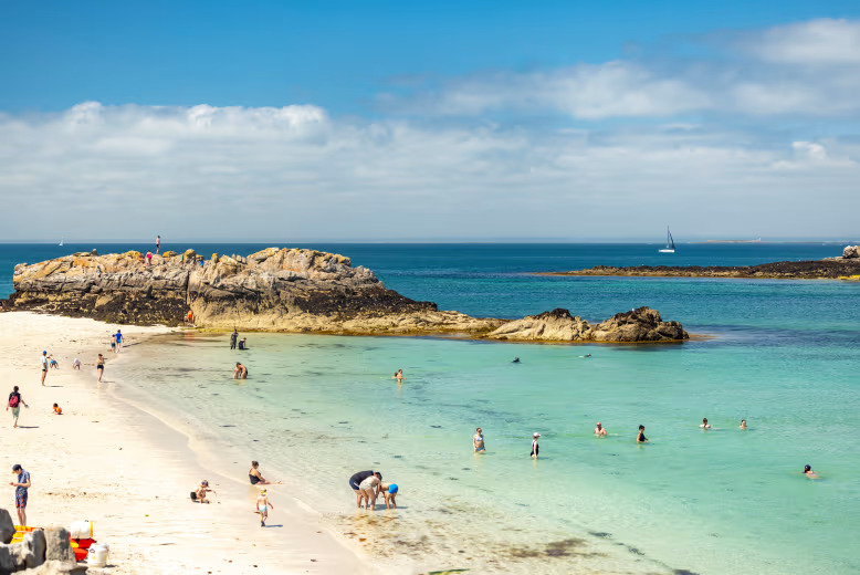 Kermor beach at Sainte-Marine near Le Helles, a Eurocamp parc in Brittany