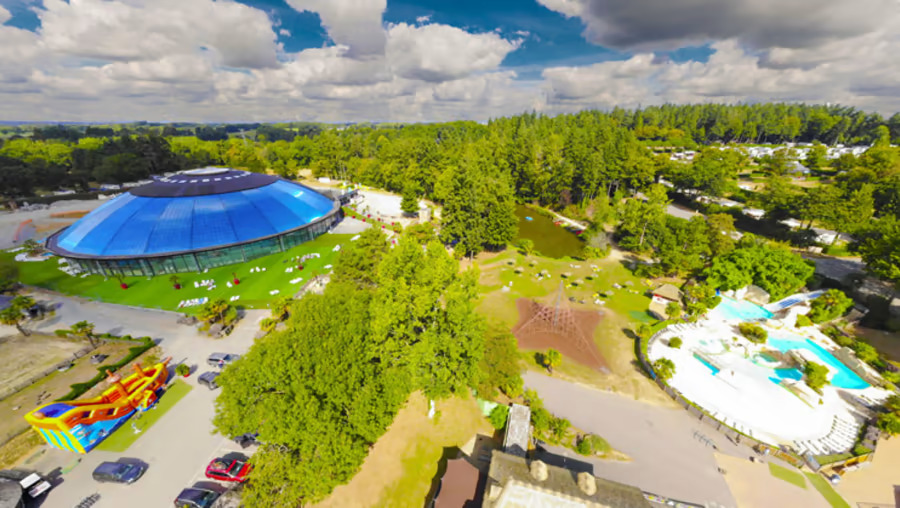 The dome pool at Domaine des Ormes, Eurocamp Brittany