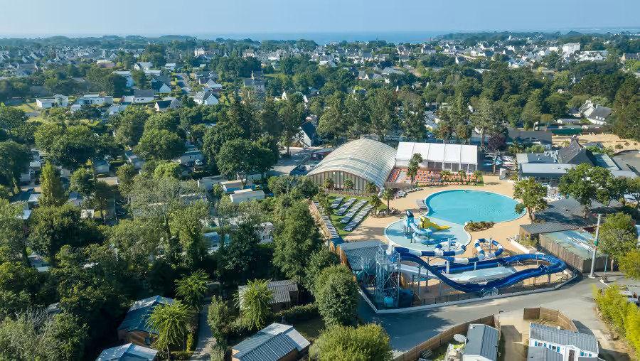 The pool complex at Le Port de Plaisance, a Eurocamp parc in Brittany